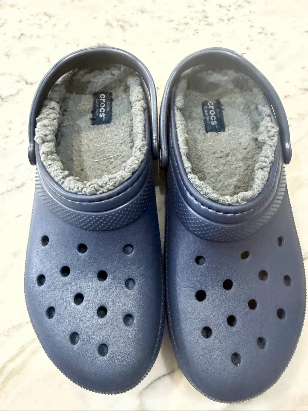 Crocs Kids Navy Blue Lined Classic Clog - Picture 1 of 3